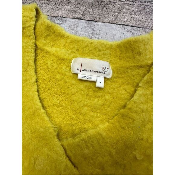 Anthropologie Simone Yellow V Neck Merino Wool Blend Long Sleeve Sweater | Small - Picture 6 of 8